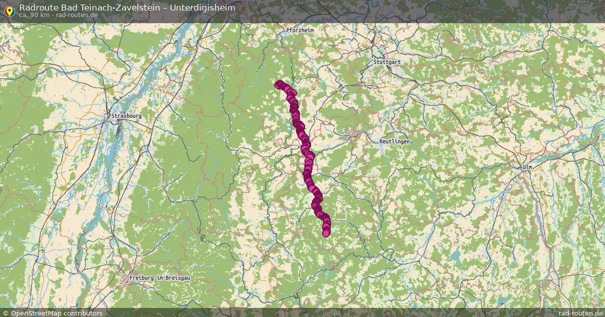 Fahrradroute Bad Teinach-Zavelstein – Unterdigisheim (90 km) – Rad-Routen.de