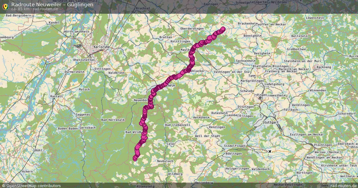 Fahrradroute Neuweiler – Güglingen (85 km) – Rad-Routen.de