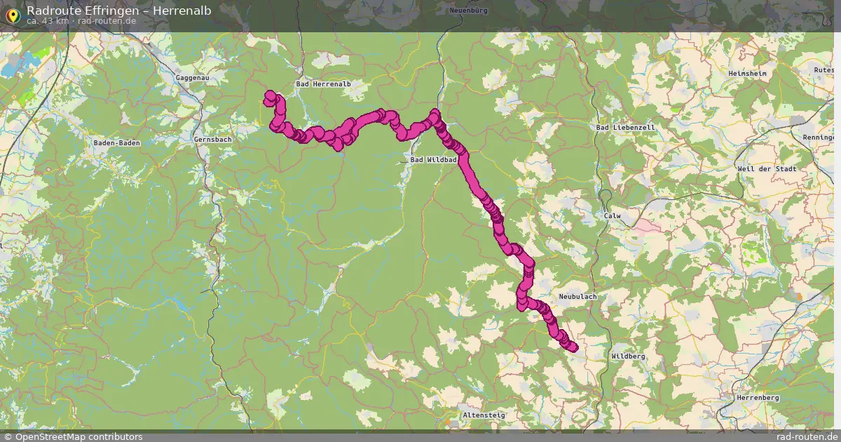 Fahrradroute Effringen – Herrenalb (43 km) – Rad-Routen.de