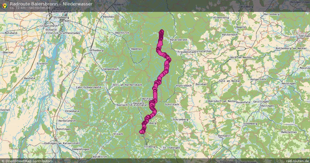 Fahrradroute Baiersbronn – Niederwasser (72 km) – Rad-Routen.de