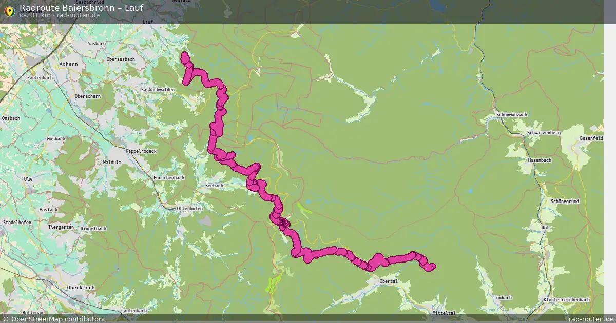 Fahrradroute Baiersbronn – Lauf (31 km) – Rad-Routen.de