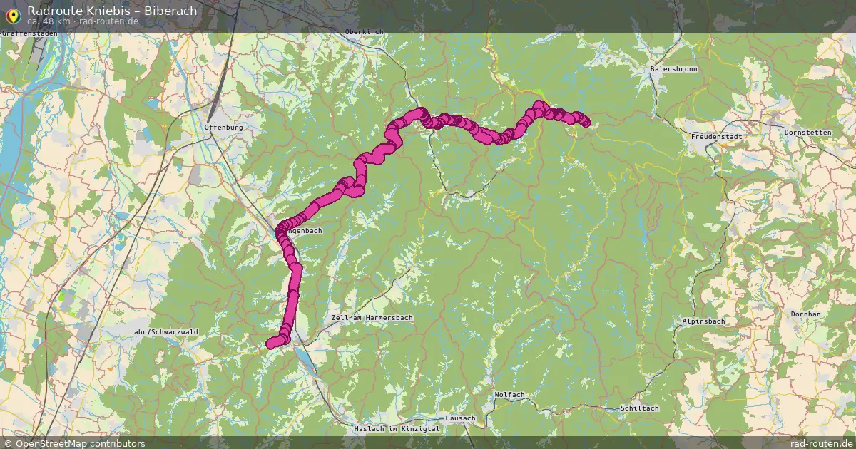 Fahrradroute Kniebis – Biberach (48 km) – Rad-Routen.de