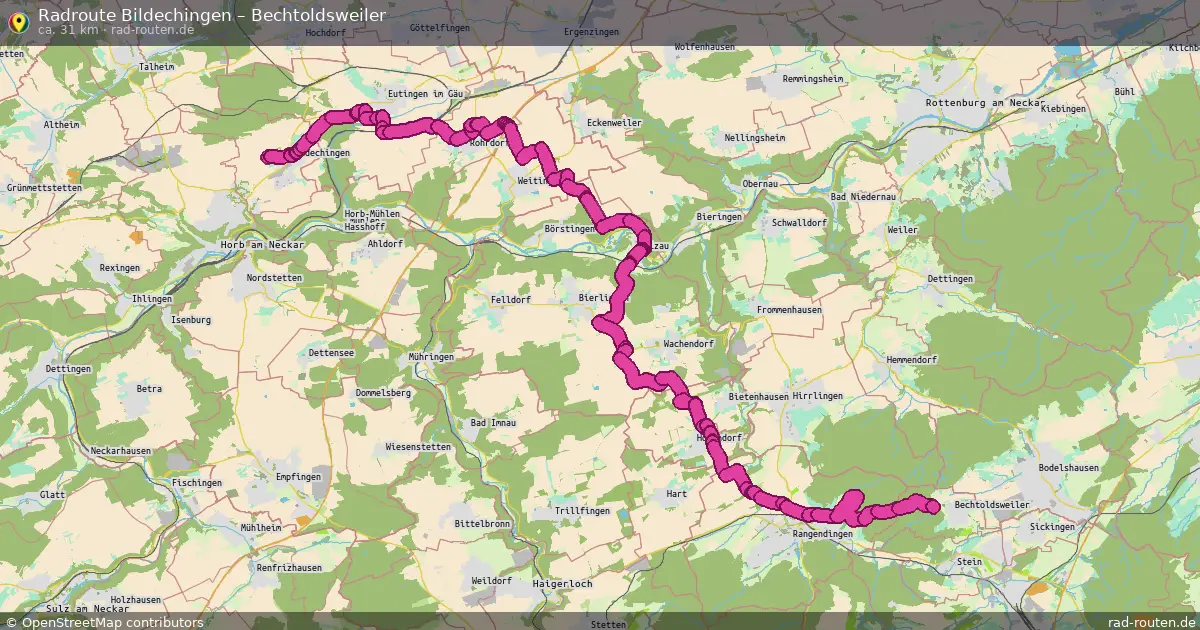 Fahrradroute Bildechingen – Bechtoldsweiler (31 km) – Rad-Routen.de