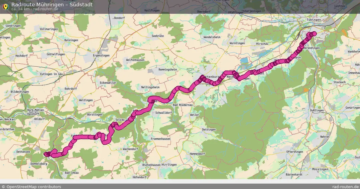 Fahrradroute Mühringen – Südstadt (34 km) – Rad-Routen.de