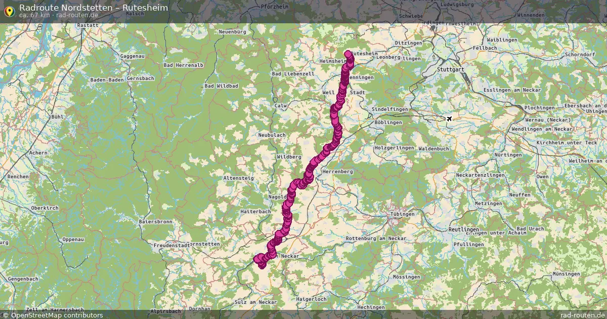 Fahrradroute Nordstetten – Rutesheim (67 km) – Rad-Routen.de