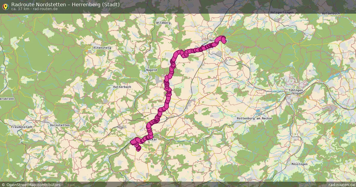 Fahrradroute Nordstetten – Herrenberg (Stadt) (37 km) – Rad-Routen.de