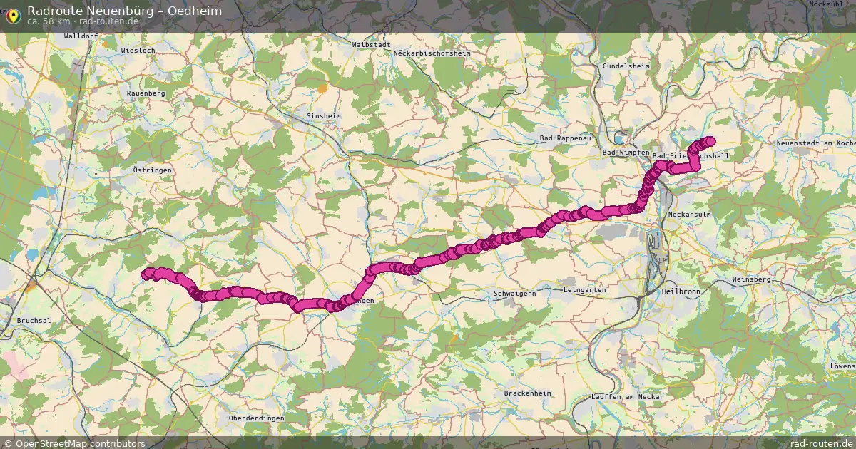 Fahrradroute Neuenbürg – Oedheim (58 km) – Rad-Routen.de