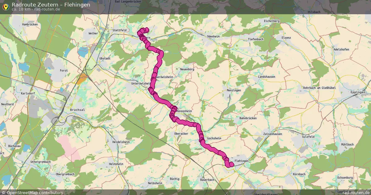 Fahrradroute Zeutern – Flehingen (18 km) – Rad-Routen.de