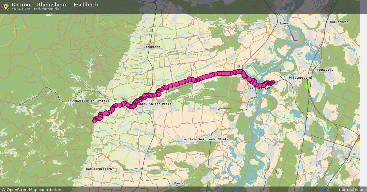 Fahrradroute Rheinsheim – Eschbach (43 km) – Rad-Routen.de