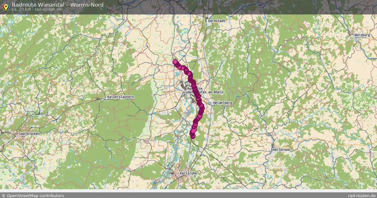 Fahrradroute Wiesental – Worms-Nord (70 km) – Rad-Routen.de