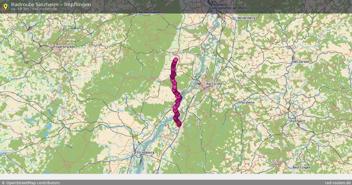 Fahrradroute Sinzheim – Impflingen (63 km) – Rad-Routen.de
