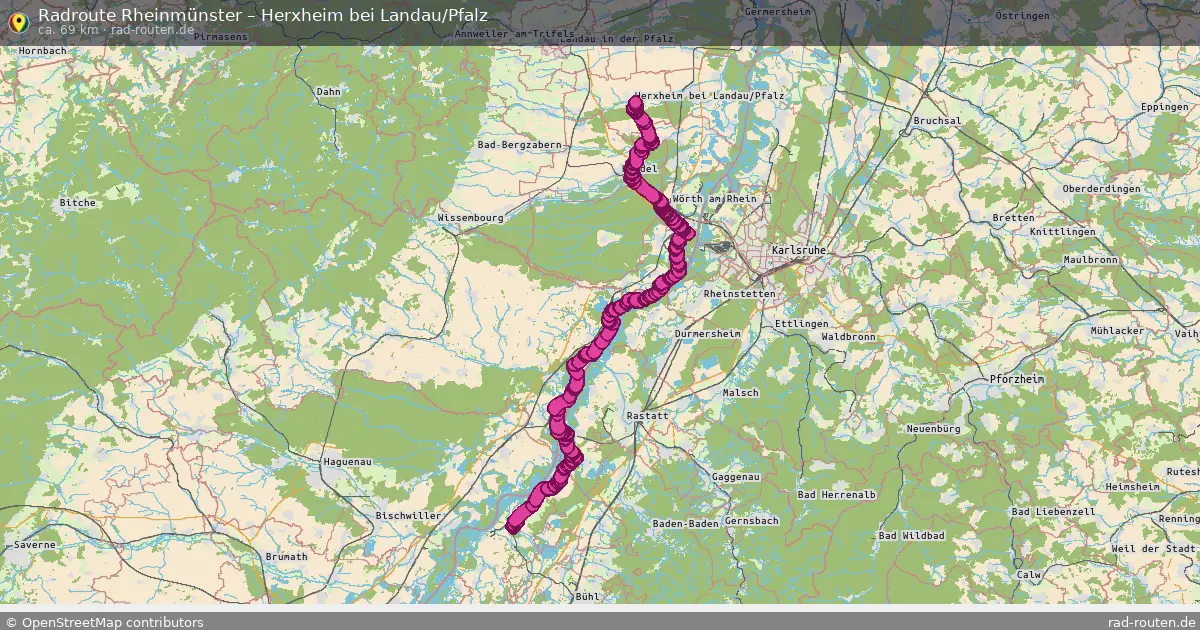 Fahrradroute Rheinmünster – Herxheim Bei Landau Pfalz