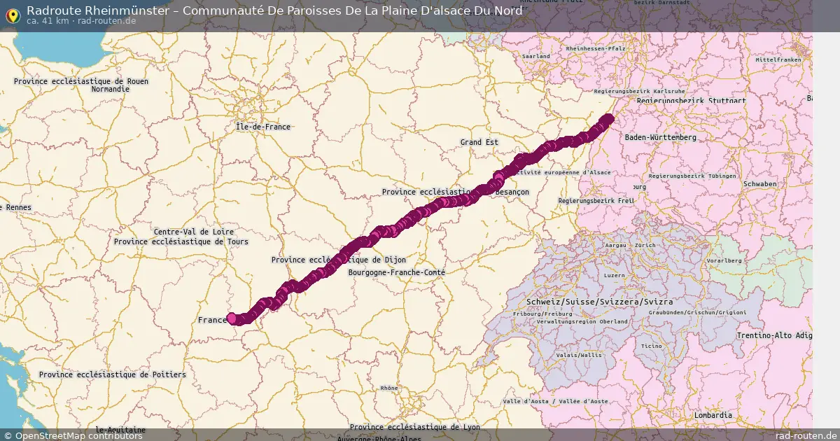 Fahrradroute Rheinmünster – Communauté De Paroisses De La Bruche, Collines Et Coteaux (62 km) – Rad-Routen.de