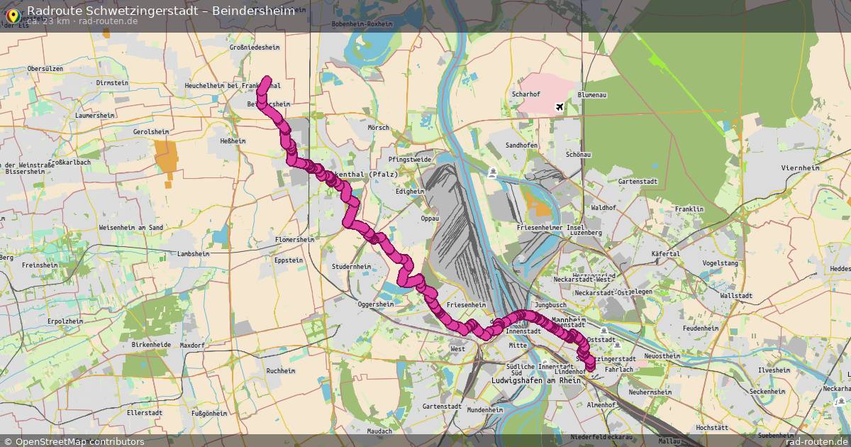 Fahrradroute Schwetzingerstadt – Beindersheim