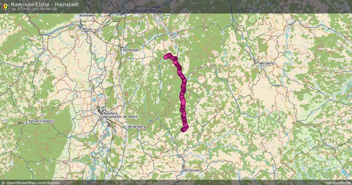 Fahrradroute Elztal – Hainstadt (67 km) – Rad-Routen.de