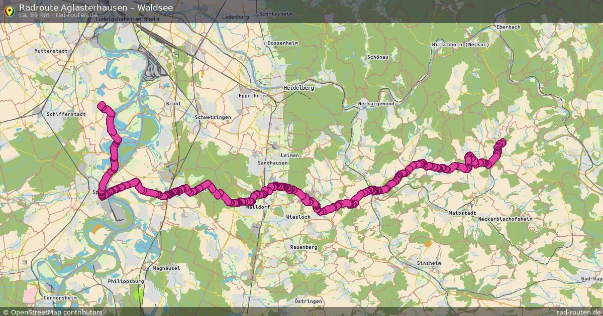 Fahrradroute Aglasterhausen – Waldsee (69 km) – Rad-Routen.de