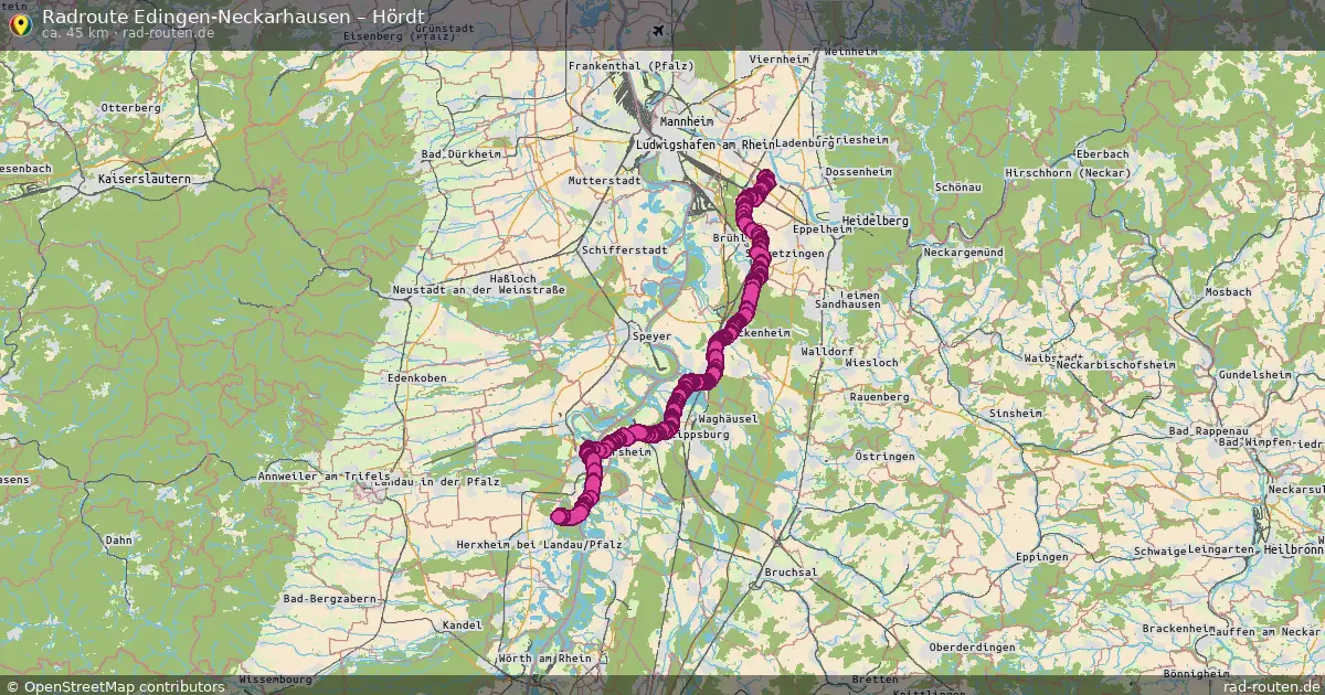 Fahrradroute Edingen-Neckarhausen – Hördt