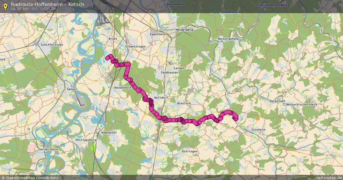 Fahrradroute Hoffenheim – Ketsch (33 km) – Rad-Routen.de