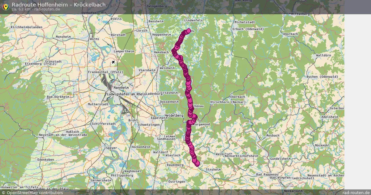 Fahrradroute Hoffenheim – Kröckelbach (63 km) – Rad-Routen.de