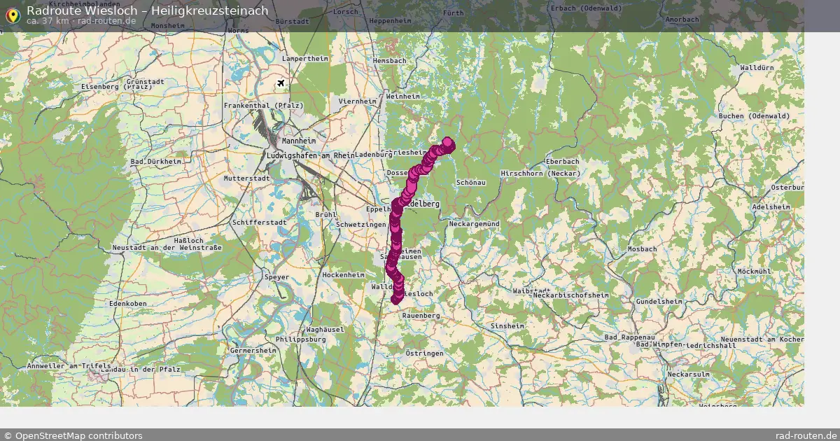 Fahrradroute Wiesloch – Heiligkreuzsteinach (37 km) – Rad-Routen.de