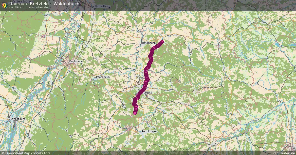 Fahrradroute Bretzfeld – Waldenbuch (89 km) – Rad-Routen.de