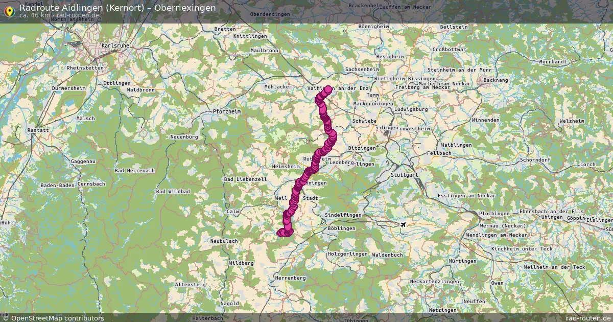 Fahrradroute Aidlingen (Kernort) – Oberriexingen