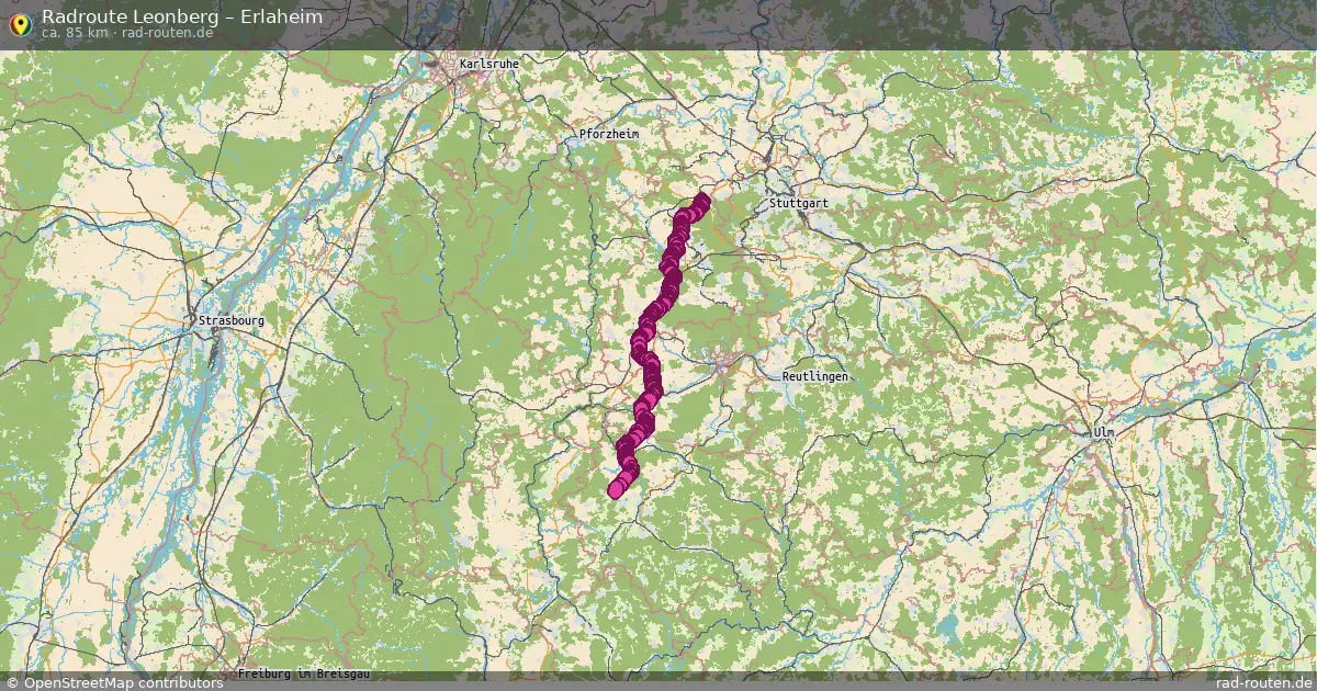 Fahrradroute Leonberg – Erlaheim (85 km) – Rad-Routen.de