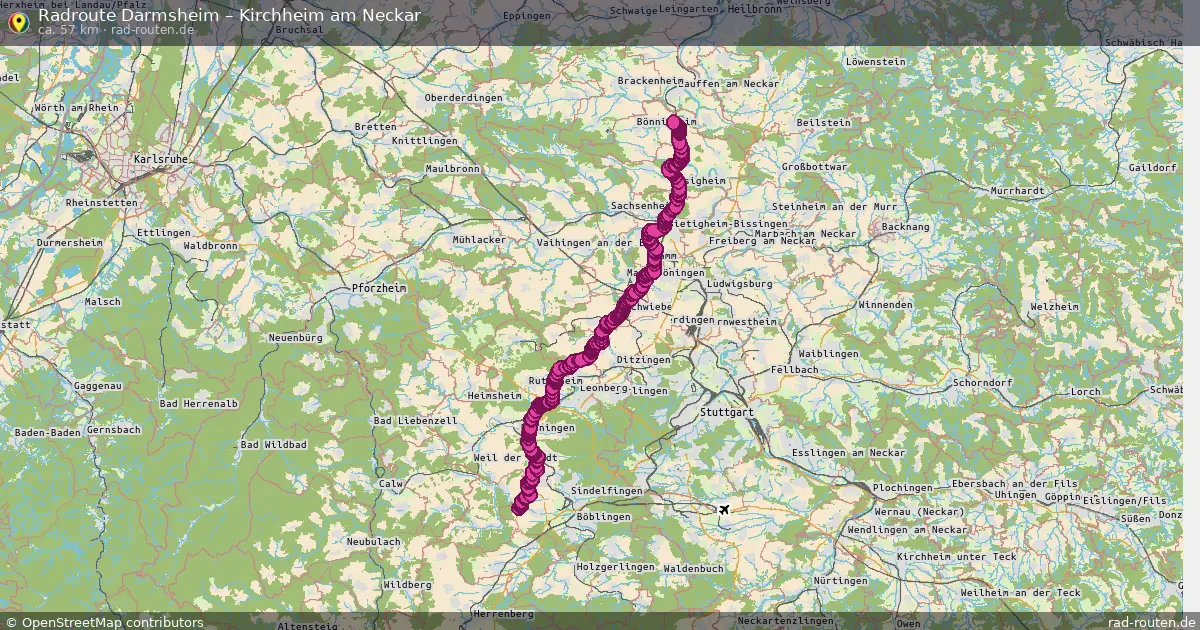 Fahrradroute Darmsheim – Kirchheim Am Neckar