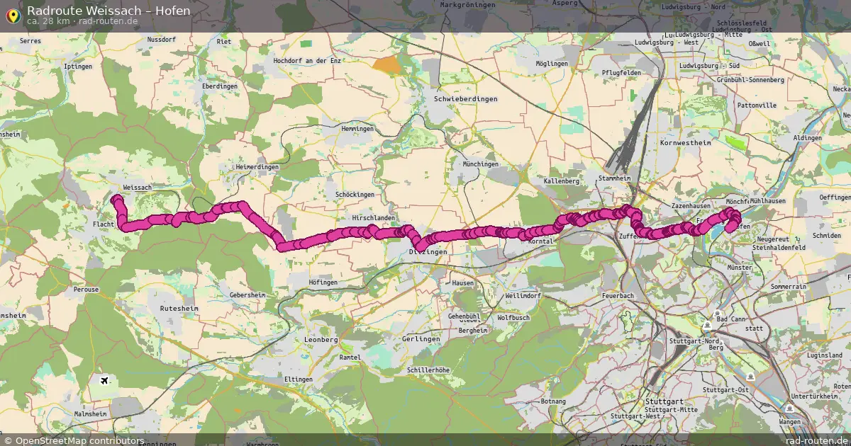 Fahrradroute Weissach – Hofen (28 km) – Rad-Routen.de