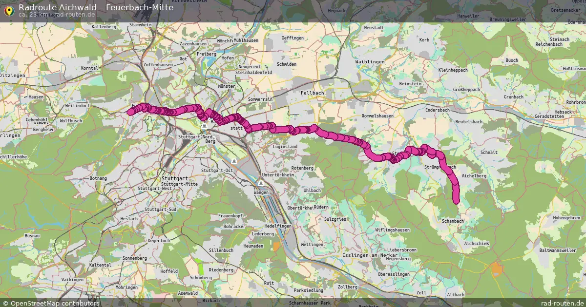 Radtour Aichwald – Feuerbach-Mitte