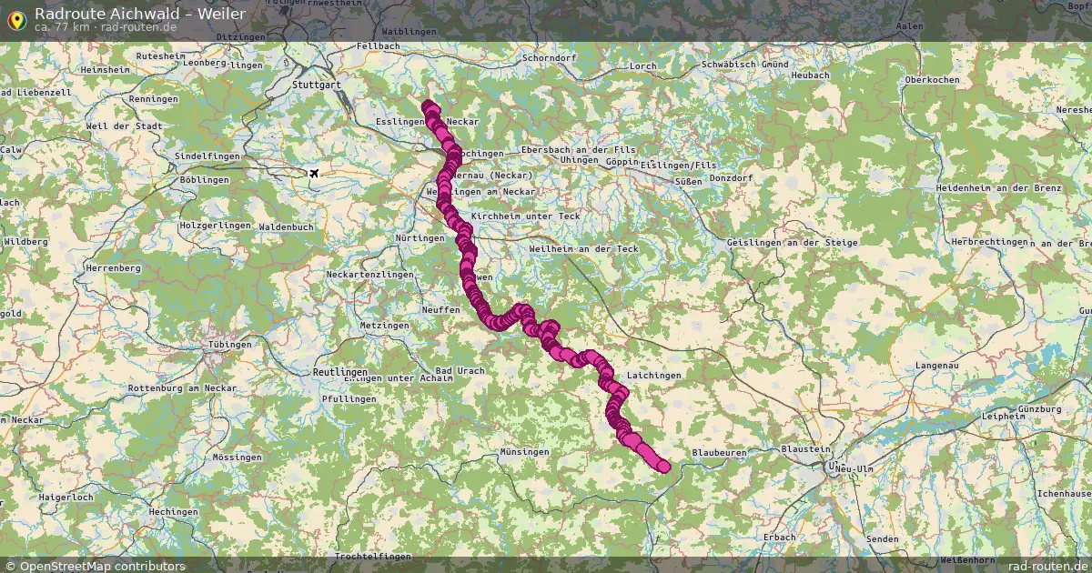 Fahrradroute Aichwald – Weiler (77 km) – Rad-Routen.de
