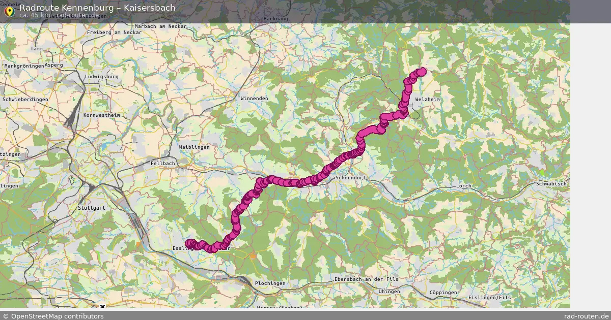 Fahrradroute Kennenburg – Kaisersbach (45 km) – Rad-Routen.de