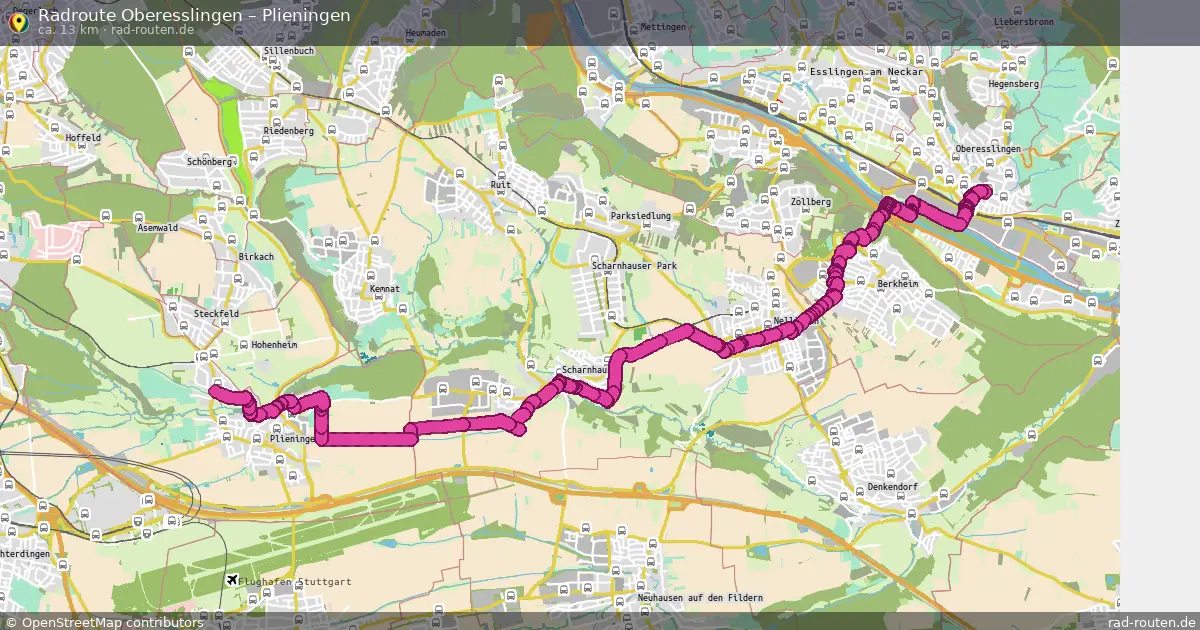 Fahrradroute Oberesslingen – Plieningen (13 km) – Rad-Routen.de