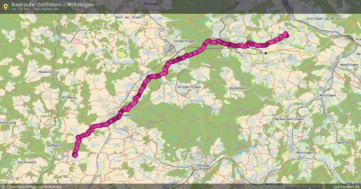 Fahrradroute Ostfildern – Mötzingen (59 km) – Rad-Routen.de