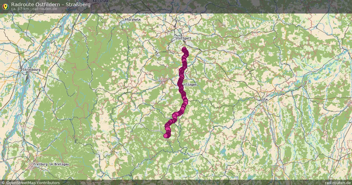 Fahrradroute Ostfildern – Straßberg (87 km) – Rad-Routen.de