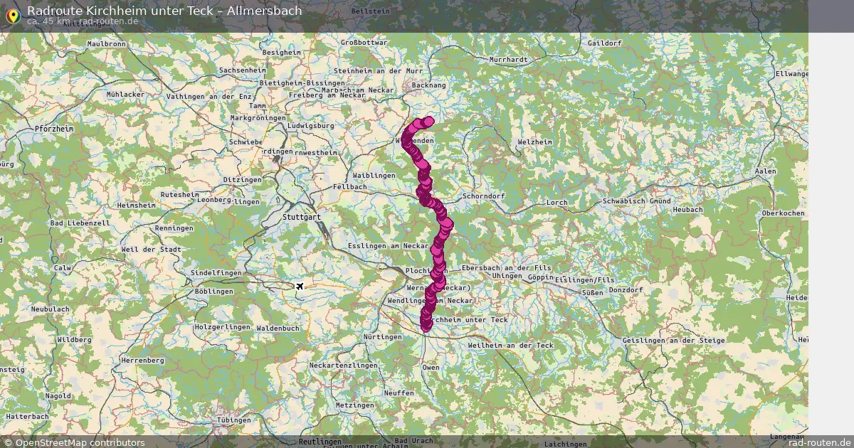Fahrradroute Kirchheim Unter Teck – Allmersbach