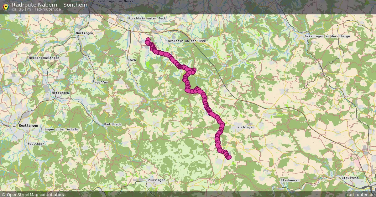 Fahrradroute Nabern – Sontheim (33 km) – Rad-Routen.de