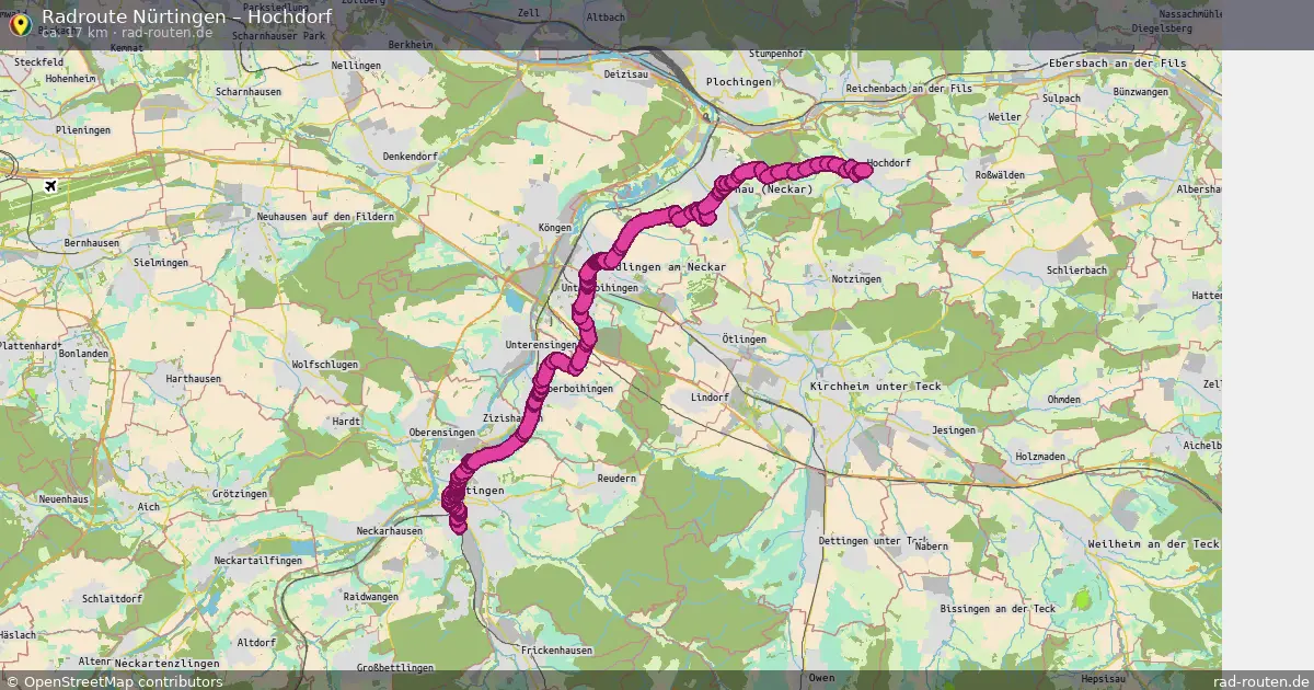 Fahrradroute Nürtingen – Hochdorf (17 km) – Rad-Routen.de