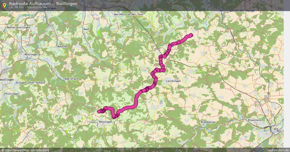Fahrradroute Aufhausen – Trailfingen (36 km) – Rad-Routen.de