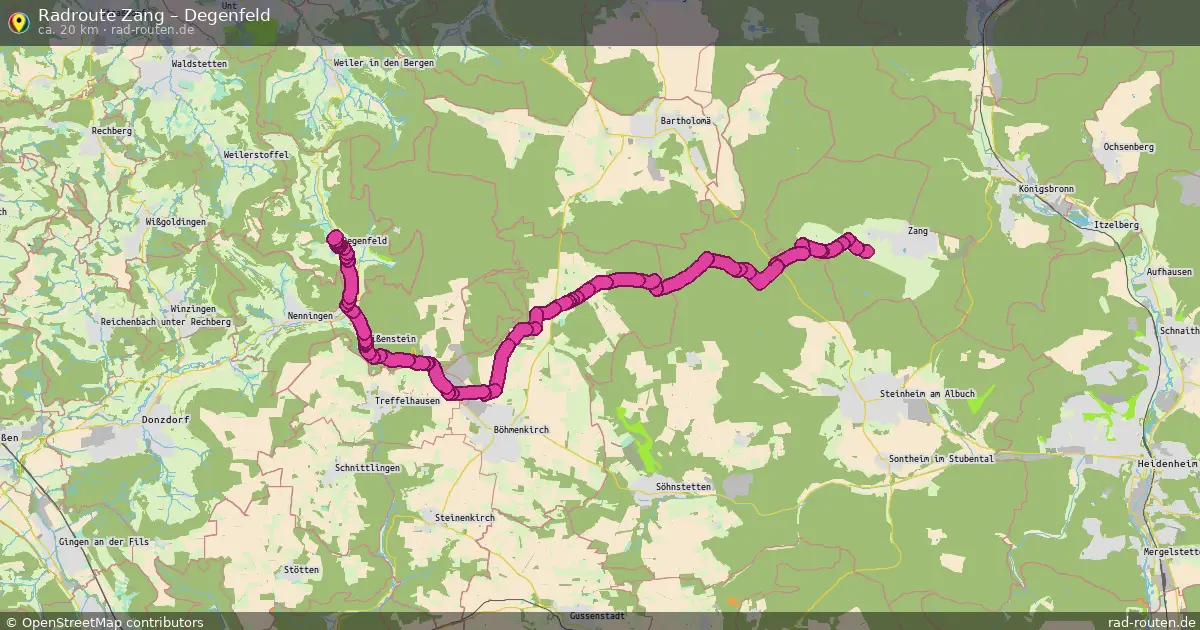 Fahrradroute Zang – Degenfeld (20 km) – Rad-Routen.de