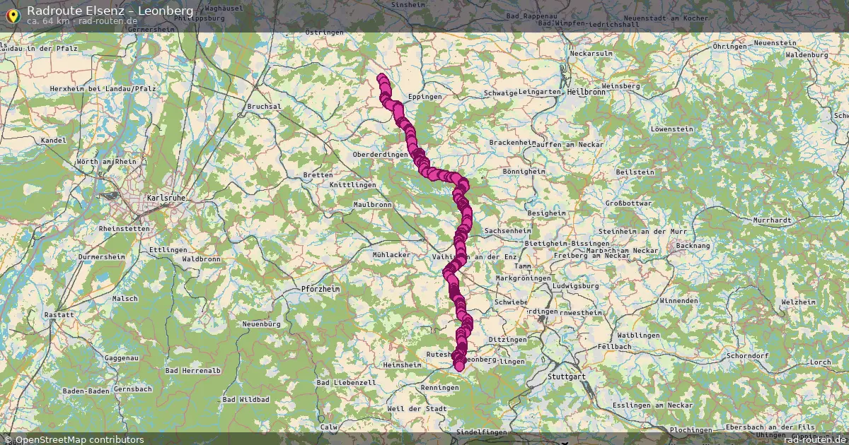 Fahrradroute Elsenz – Leonberg (64 km) – Rad-Routen.de