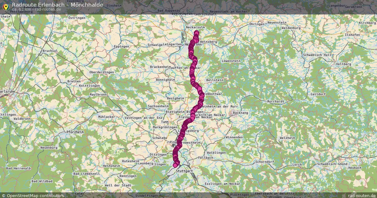 Fahrradroute Erlenbach – Mönchhalde