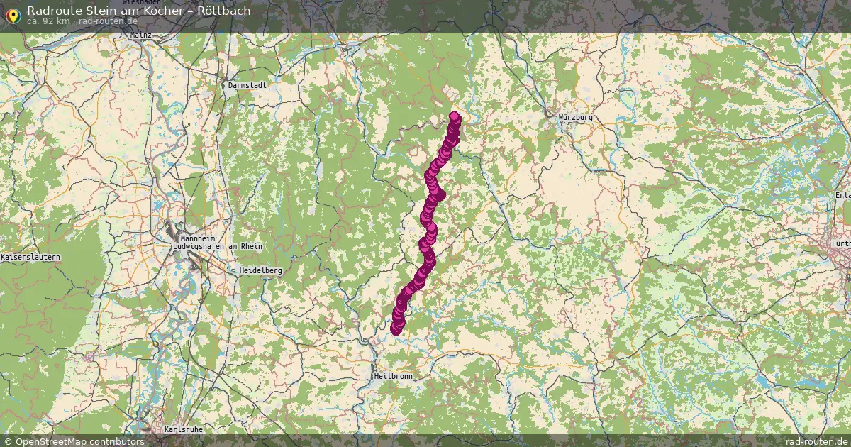 Fahrradroute Stein Am Kocher – Röttbach (92 km) – Rad-Routen.de