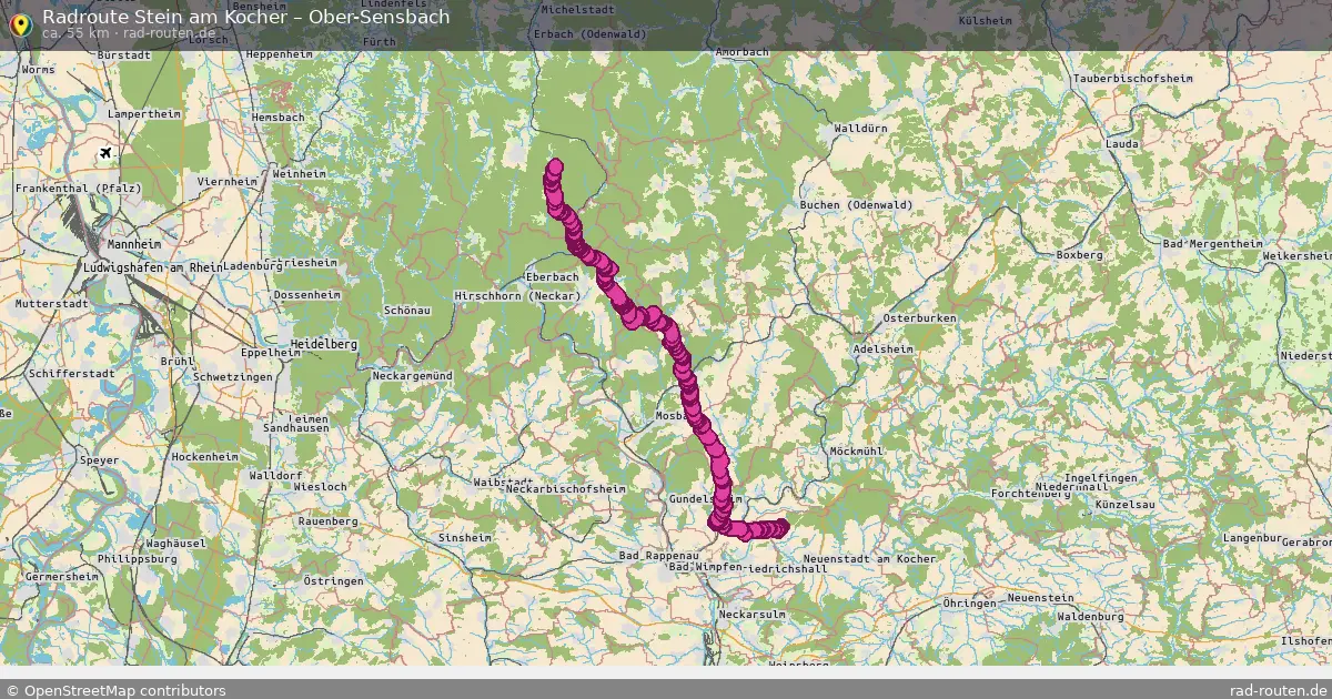Fahrradroute Stein Am Kocher – Ober-Sensbach (55 km) – Rad-Routen.de