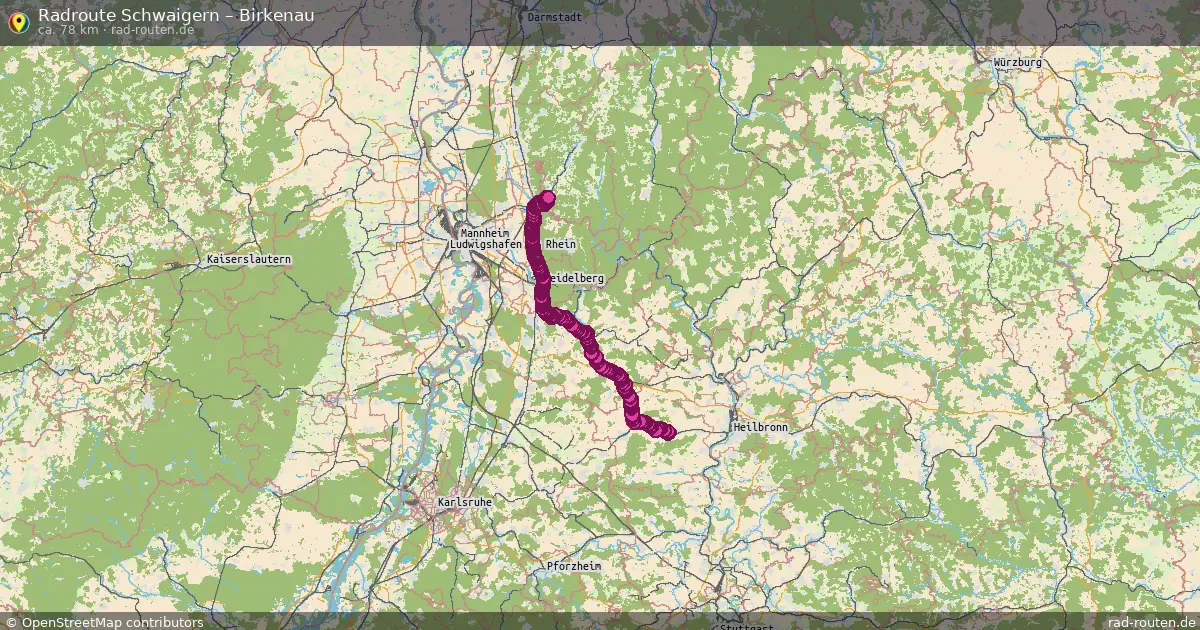 Fahrradroute Schwaigern – Birkenau (78 km) – Rad-Routen.de