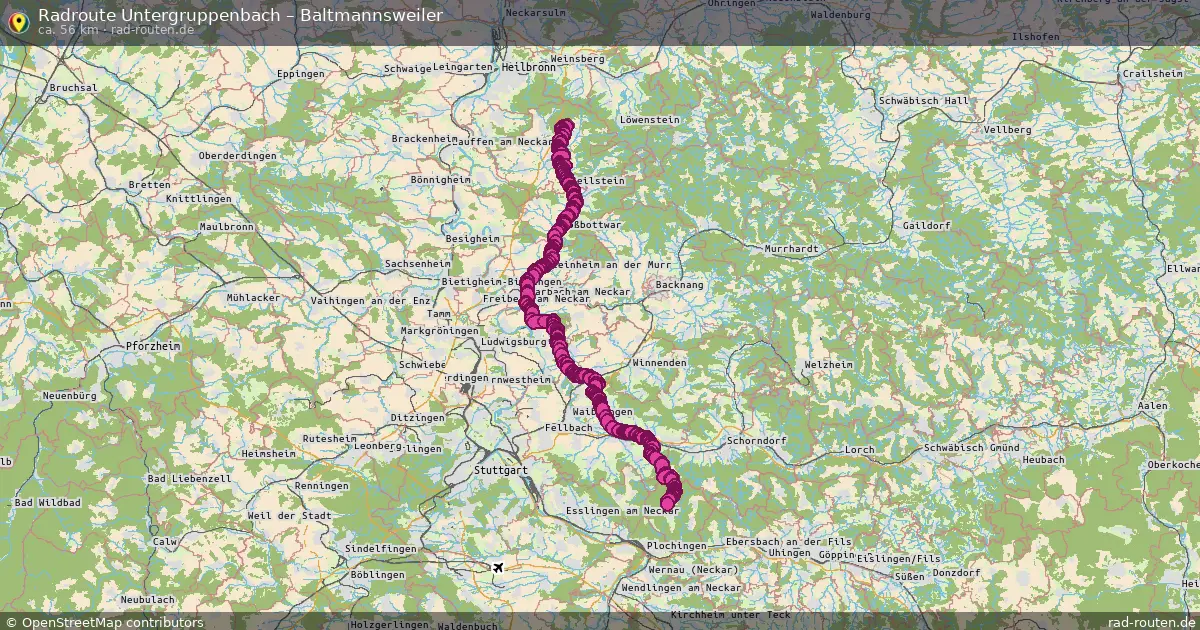 Fahrradroute Untergruppenbach – Baltmannsweiler (56 km) – Rad-Routen.de