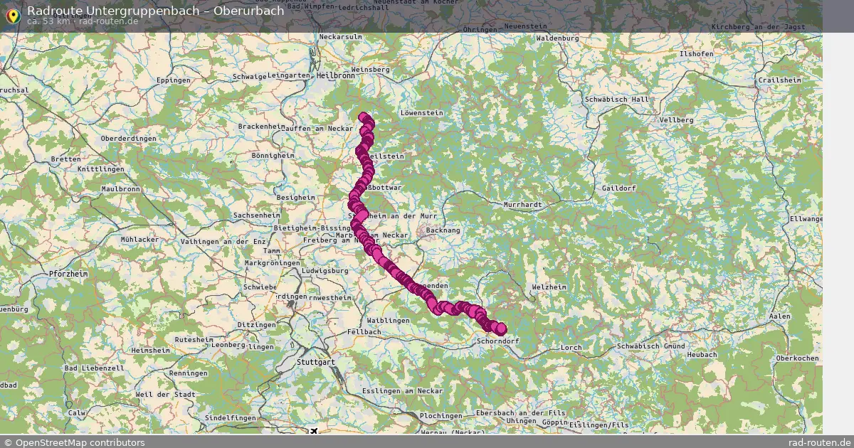 Fahrradroute Untergruppenbach – Oberurbach (53 km) – Rad-Routen.de