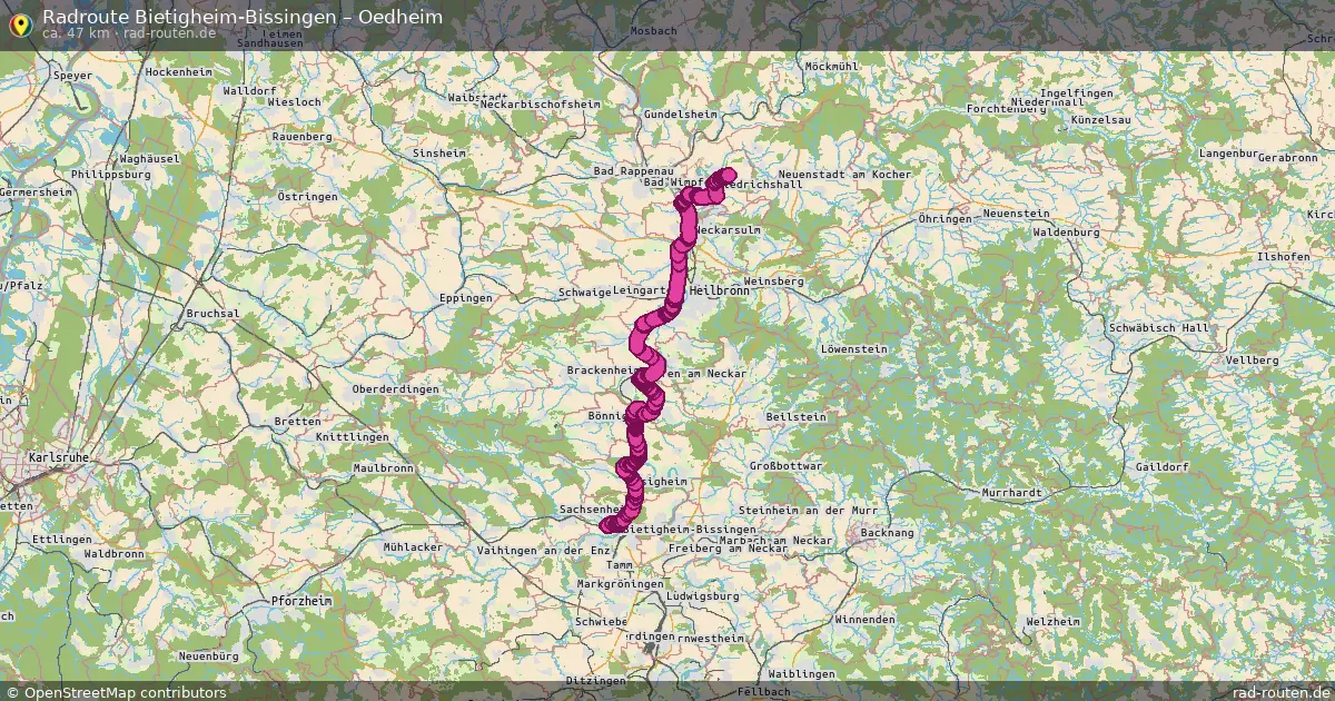 Fahrradroute Bietigheim-Bissingen – Oedheim (47 km) – Rad-Routen.de