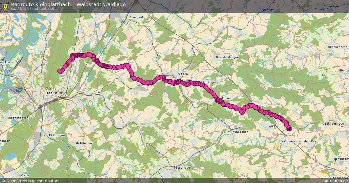 Fahrradroute Kleinglattbach – Waldstadt Waldlage (58 km) – Rad-Routen.de