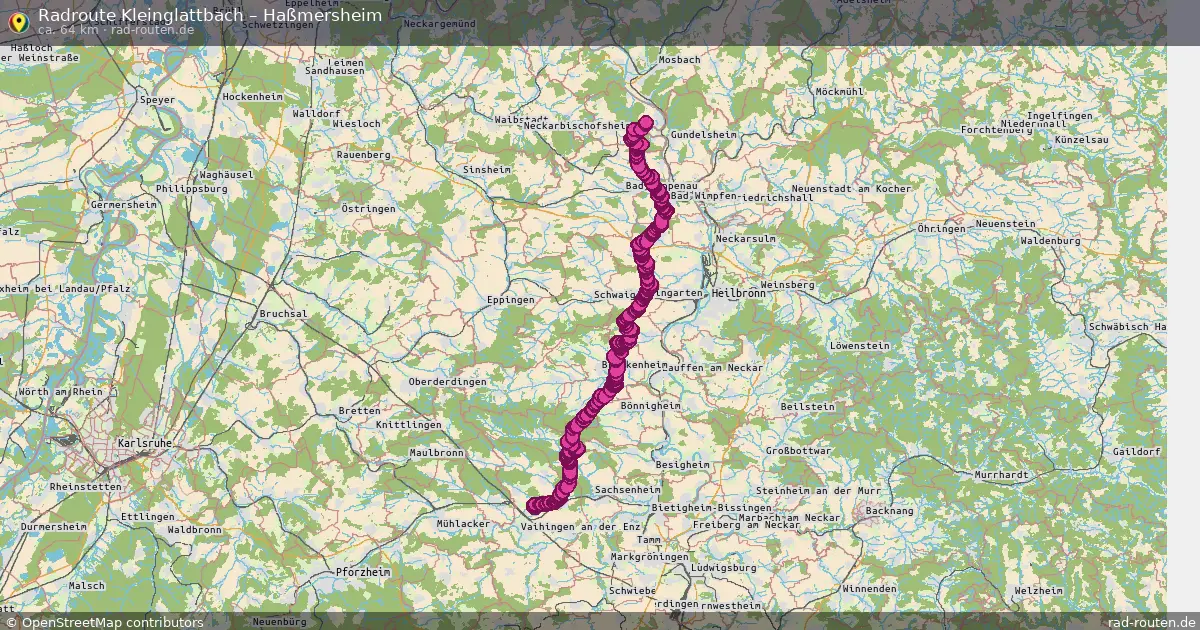 Fahrradroute Kleinglattbach – Haßmersheim (64 km) – Rad-Routen.de